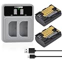 2-Pack LP-E6P LP-E6 Battery with PD20W LED Dual Charger Compatible with Canon EOS R5 Mark II EOS R5 EOS R6 EOS R7 EOS R 5D II III IV 6D 6D II 7D 7D II 60D 70D 80D 90D Camera