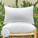 2 Pack Lumbar Pillow Inserts Waterproof Outdoor 12x20 inch White