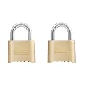 2 Pack Master Lock 175D 2" Wide Re-Settable Combination Padlock Hardened with 1" Shackle Height