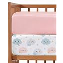 2-Pack Mini Crib Sheets - Pack N Play Sheets - 38 x 24in, Happy Clouds
