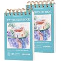 2 Pack Mini Watercolor Paper Pad 3.5"×5.5", 30 Sheets Cold Press 300gsm/140lb, Travel Size Portable Tearable Painting Notebook for Paint, Charcoal, Oil Pastels and Acrylic