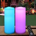 2-Pack Multicolor 3x8 LED Candles Outdoor - Unscented IP65 Waterproof Battery Powered Flameless LED Pillar Candles with Remote and Timer - Battery Operated Flameless Candles Color Changing