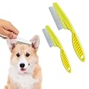 2 Pack Multifunctional Pet Comb, Upgrade Pet Grooming Brush Magic Tear Stain Removal Fine Tooth Stainless Massage Comb Kit for Puppies and Dogs (Yellow)