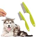 2 Pack Multifunctional Pet Comb, Upgrade Pet Grooming Brush Fine Magic Tear Stain Removal, Fine-Tooth Stainless Massage Comb Kit for Small Puppies and Dogs (Green)
