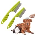 2 Pack Multifunctional Pet Comb, Upgrade Pet Grooming Brush Magic Tear Stain Removal Fine Tooth Stainless Massage Comb Kit for Puppies and Dogs (Green)