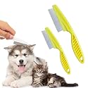 2 Pack Multifunctional Pet Comb, Upgrade Pet Grooming Brush Fine Magic Tear Stain Removal, Fine-Tooth Stainless Massage Comb Kit for Small Puppies and Dogs (Yellow)