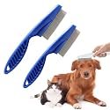 2 Pack Multifunctional Pet Comb, Upgrade Pet Grooming Brush Magic Tear Stain Removal Fine Tooth Stainless Massage Comb Kit for Puppies and Dogs (Blue)