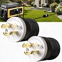 2 Pack NEMA L14‑20P Locking Plug 20 Amp Male 20A 250V Twist Lock L14‑20 Plug, Industrial Grade 3‑Pole 4‑Wire, Nylon &amp; Brass, Secure L1420P Plug for Generator, RV, Welding, Transfer Switch