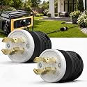 2 Pack NEMA L14‑30P Locking Plug 30 Amp Male 30A 250V Twist Lock L14‑30 Plug, Industrial Grade 3‑Pole 4‑Wire, Nylon &amp; Brass, Secure L1430P Plug for Generator, RV, Welding, Transfer Switch