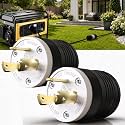 2 Pack NEMA L5‑30P Locking Plug 30 Amp Male 30A 125V Twist Lock L5‑30 Plug, Industrial Grade 2‑Pole 3‑Wire, Nylon &amp; Brass, Secure L530P Plug for Generator, RV, Welding, Transfer Switch