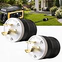 2 Pack NEMA L6‑20P Locking Plug 20 Amp Male 20A 250V Twist Lock L6‑20 Plug, Industrial Grade 2‑Pole 3‑Wire, Nylon &amp; Brass, Secure L620P Plug for Generator, RV, Welding, Transfer Switch