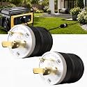 2 Pack NEMA L6‑30P Locking Plug 30 Amp Male 30A 250V Twist Lock L6‑30 Plug, Industrial Grade 2‑Pole 3‑Wire, Nylon &amp; Brass, Secure L630P Plug for Generator, RV, Welding, Transfer Switch