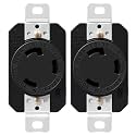 2 Pack NEMA L6-30R Flush Mount Locking Receptacle, 30 Amp 250V Twist Lock Outlet, 2 Pole 3 Wire Grounding Industrial Grade Heavy Duty Socket, UL Listed for Generator, RV, Marine & Welding