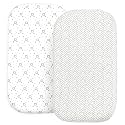 Organic Bedside Sleeper Bassinet Sheets 2 Pack, 33x20 Fitted for Boys &amp; Girls, Snuggly Soft 100% Jersey Cotton, Compatible with Baby Delight Beside Me Dreamer, Maxi-Cosi, Chicco Next2Me