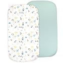 2-Pack Organic Fitted Bassinet Sheets, Compatible with Halo, Snoo, Graco, Dream On Me, Delta, and Other Standard Size Bassinets - Fits Oval, Hourglass, &amp; Rectangle Shapes (Size 32 x 16 x 4 Inches)
