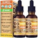 NUSAVA Organic Vitamin D3 K2 Drops with MCT Oil, Peanut Butter, Pack of 2