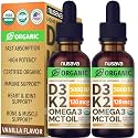NUSAVA Organic Vitamin D3 K2 Drops with MCT Oil, Vanilla, Pack of 2