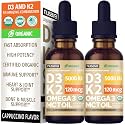 NUSAVA Organic Vitamin D3 K2 Drops with MCT Oil, Cappuccino, Pack of 2