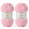 2 Pack Peach Pink Fluffy Velvet Yarn for Crocheting, Chunky Chenille Baby Blanket Yarn for Crochet, Soft Fuzzy Puzzle Yarn for Knitting, (100g/3.53oz Each) Bulky Thick Amigurumi Crochet Yarns