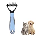 2-Pack Pet Dematting Comb, Undercoat Rake Set for Dogs &amp; Cats - Safe Deshedding Grooming Tools, Large &amp; Small Gentle Mats Tangles Remover Brush for Long Thick Haired Pets (blue-small, 1 pcs)