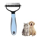 2-Pack Pet Dematting Comb, Undercoat Rake Set for Dogs & Cats - Safe Deshedding Grooming Tools, Large & Small Gentle Mats Tangles Remover Brush for Long Thick Haired Pets (blue-large, 1 pcs)