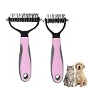 2-Pack Pet Dematting Comb, Undercoat Rake Set for Dogs & Cats - Safe Deshedding Grooming Tools, Large & Small Gentle Mats Tangles Remover Brush for Long Thick Haired Pets (pink-mixed, 2 pcs)