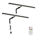2 Pack Picture Lights for Paintings Plug in, 16" 4W Adjustable LED Picture Light Art Light with Timer, Remote Control Gallery Wall Light for Picture Display Frame Dartboard Art Work (Black)