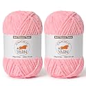 2 Pack Pink Fluffy Velvet Yarn for Crocheting,Chunky Chenille Baby Blanket Yarn for Crochet,Soft Fuzzy Puzzle Yarn for Knitting,(100g/3.53oz Each) Bulky Thick Amigurumi Crochet Yarns