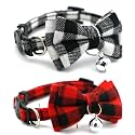 2-Pack Plaid Bowtie Cat Collar with Bell Breakaway Kitten Collar with Bells