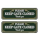 2 Pack Please Keep Gate Closed Sign, 10 x 3 Inches Rust Free Aluminum