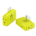 ETwinCoo Yellow 2 Pack Plug Splitter - 3 Prong Wall Adapter 125V/15A