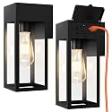 Porch Lights with GFCI Outlet, Outdoor Wall Light Fixtures 2-Pack