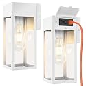 Porch Lights with GFCI Outlet, Outdoor Wall Light Fixtures, 2Pack