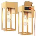 Porch Lights with GFCI Outlet, Outdoor Wall Light Fixtures, 2Pack