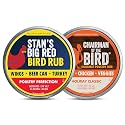 2 Pack - Premium Thanksgiving Perfect Poultry Pack - Chairman of the Bird Herb Turkey Rub + Stan's Smoky BBQ Cajun Deep Fried Turkey Seasoning - All Natural Gluten Free Low Salt No MSG, 3 Ounce Spice Tins