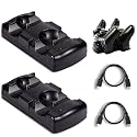 2 Pack PS3 Controller Charger, PlayStation 3 / PS3 Slim DualShock Move Controller Charging Dock Stand Stations with Dual Micro USB Charging Cables & LED Indicator