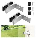 2 Pack Railing Wall to Glass Clamp, F Shape Stainless Steel T304 Bracket for Indoor &amp; Outdoor, Brushed Finish Railing Glass Clip Holder for Fence, Balustrade, Balcony Deck