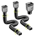 2 Pack Rain Gutter Downspout Extension with Cleanout Window, 21"-68" Flexible Drain Downspout Extender with Leaf Filter, Drain Downspout Connector for Rainwater Drainage, Black