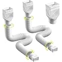 2 Pack Rain Gutter Downspout Extension with Cleanout Window, 21"-68" Flexible Drain Downspout Extender with Leaf Filter, Drain Downspout Connector for Rainwater Drainage, White