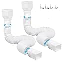 2 Pack Rain Gutter Downspout Extensions,Drain Downspout Extender Diverter, Flexible Downspout Extensions Can Extendable from 21 to 60 Inches (White)
