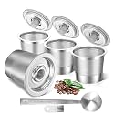 4 Pack Reusable K Cups Filter Fit for Keurig 1.0 Maker, Stainless Steel Refillable Coffee Pods for Keurig, Reduce Overflow, BPA-Free, Come with 15mL Scoop, Cleaning Brush &amp; Extra 8 Rubber Rings