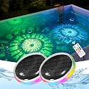 2-Pack RGB Solar Floating Pool Lights with Remote, Waterproof