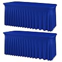 2 Pack Royal Blue Spandex Tablecloths 6FT Rectangular Fitted Table Covers, Stretch Tablecloths for 6 Foot Tables Wrinkle Free Elastic Table Skirt for Graduation Party Wedding Banquet Events