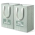 2 Pack Sage Green Gingham Laundry Baskets, 80L Each Cute Laundry Hamper