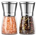 2 Pack Salt and Pepper Grinder Set, Manual Black Pepper Mill Refillable & Adjustable Coarseness, Salt Shaker for Seeds, Kitchen (Spices not Included)