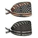 2 Pack Scrub Cap with Sweatband Adjustable Tie Back Turban Hat Headgear Beanie for Women Men Working Cap