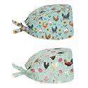 2 Pack Scrub Cap with Sweatband Adjustable Tie Back Turban Hat Headgear Beanie for Women Men Working Cap
