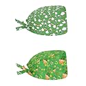 2 Pack Scrub Cap with Sweatband Adjustable Tie Back Turban Hat Headgear Beanie for Women Men Working Cap
