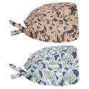 2 Pack Scrub Cap with Sweatband Adjustable Tie Back Turban Hat Headgear Beanie for Women Men Working Cap