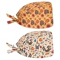 2 Pack Scrub Cap with Sweatband Adjustable Tie Back Turban Hat Headgear Beanie for Women Men Working Cap